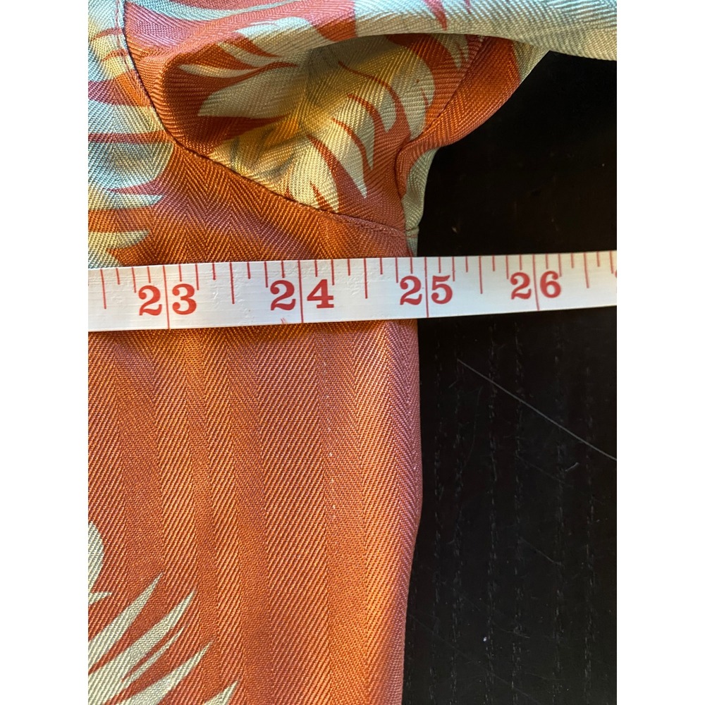 Tommy Bahama Mens Silk Camp Shirt Orange Tropical Leaf Print Short Sleeve Size L - Picture 6 of 6